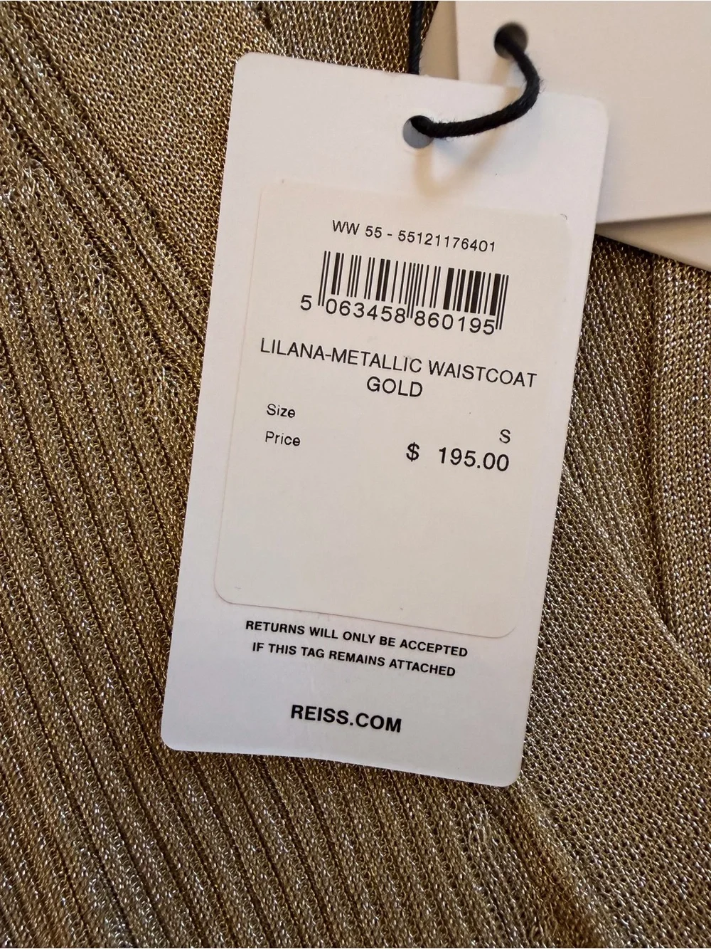 Reiss Lilana
Metallic Rib-Knit Waistcoat in Gold - Picture 2 of 10